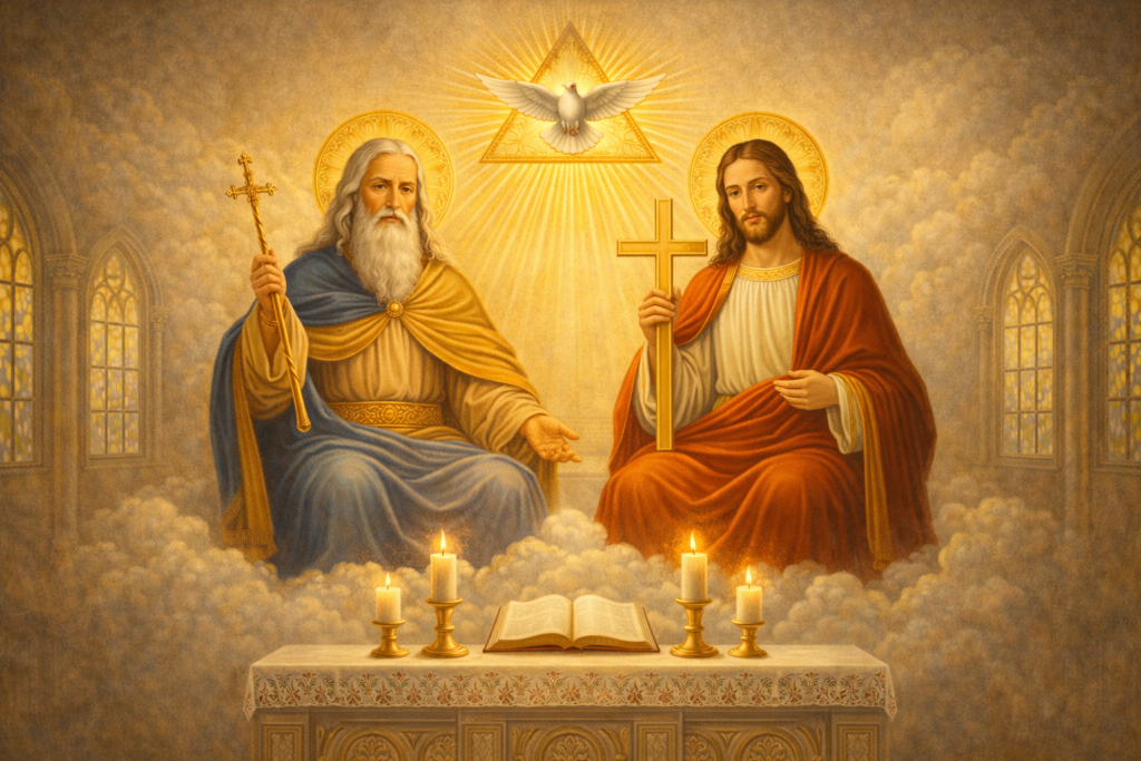 Glory be to the Father, Gloria Patri, Catholic doxology, prayer to the Trinity, Catholic prayers for the Rosary, daily prayer Christian, prayer for praise, prayer for worship, prayer for eternal life, prayer for heaven, Act of Adoration, Trinitarian prayer.